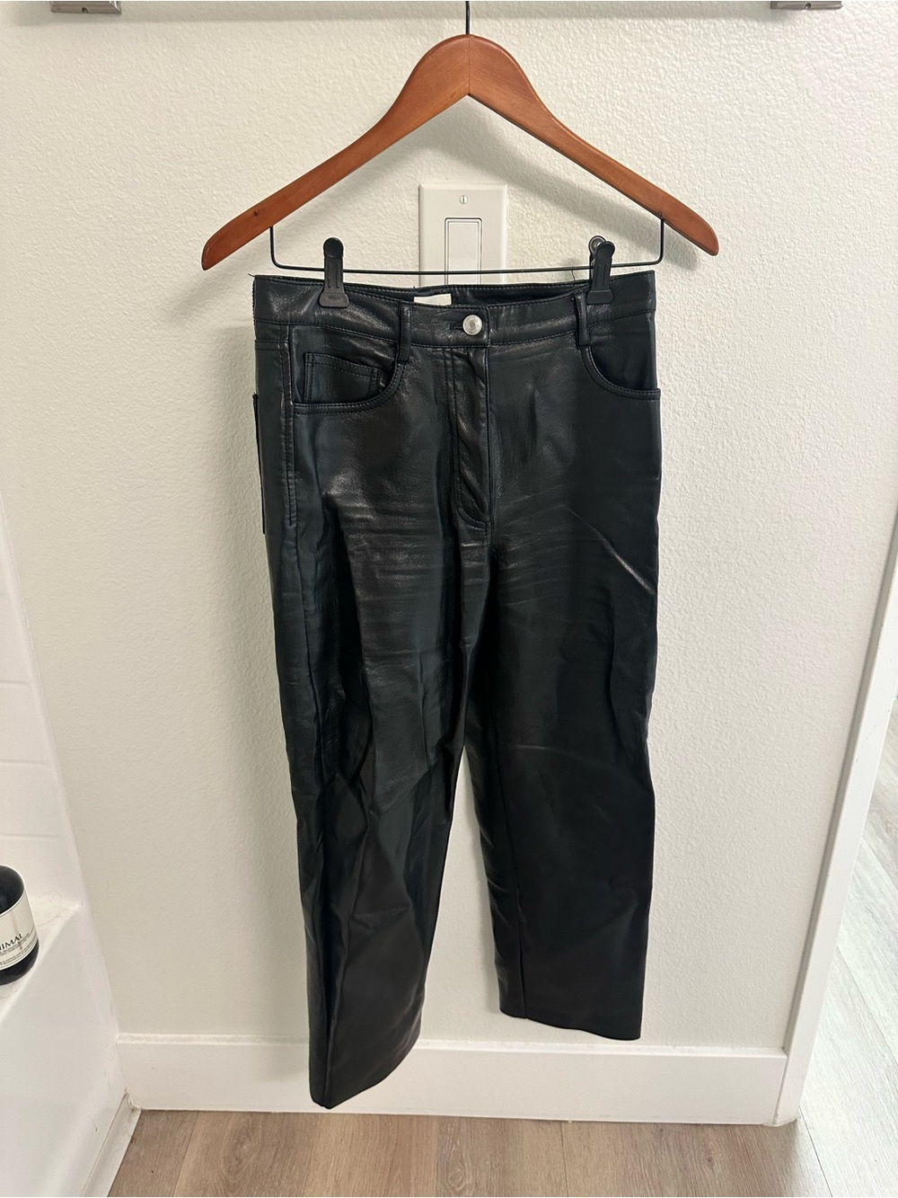 Aritzia Black Faux Leather Jeans